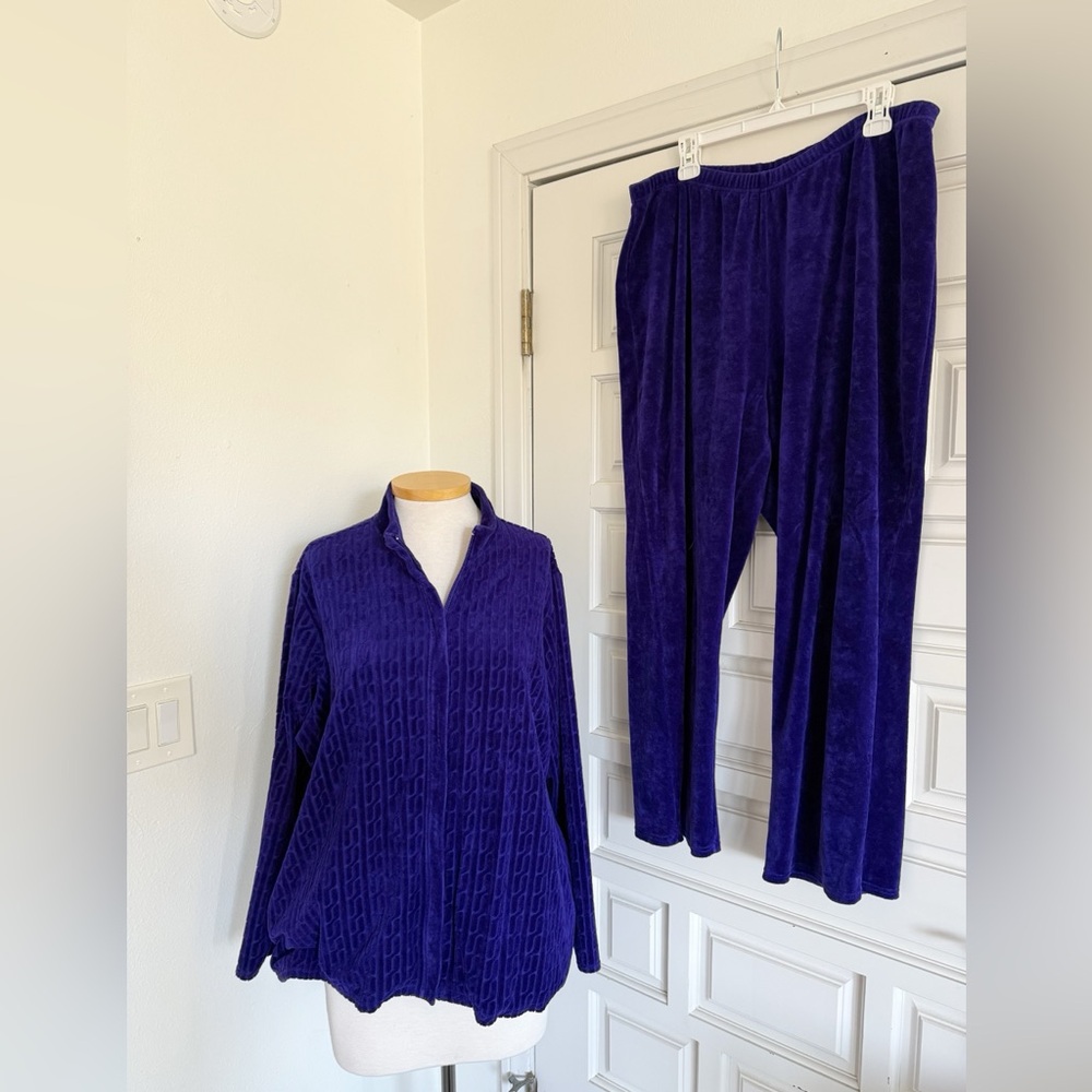 Coldwater Creek Rich Purple Velour Lounge Set Athleisure Size 2X